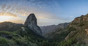 Roque de Agando rock tower at sunrise