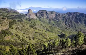 Category Mountain Landscapes Prints: Roque Agando, at back volcano Teide on Tenerife