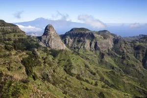 Roque Agando, at back volcano Teide on Tenerife