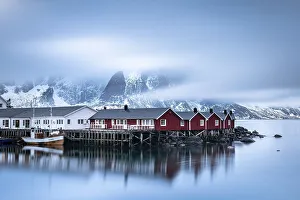 Rorbuer cabins from Hamnoy by the fjord