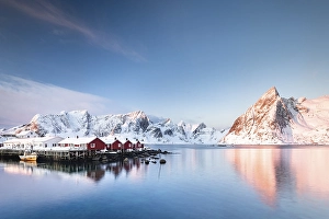 Rorbuer huts of Hamnoy at sunrise