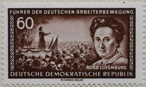 Rosa Luxemburg, portrait on a stamp, GDR, 1955