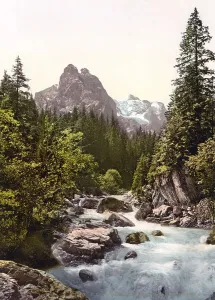 Rosenlaui, Brunnen und Wetterhorn