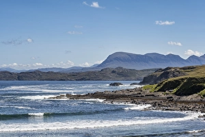 Rough coastal landscape at Culkein Beach on the horizon the approx