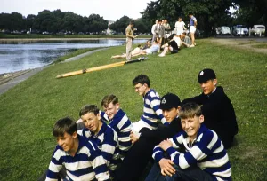 Rowing competition for boys Melbourne Grammar School, Melbourne, Victoria, Australia 1956