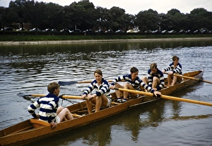 Rowing competition for boys Melbourne Grammar School, Melbourne, Victoria, Australia 1956