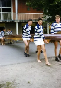 Rowing event for boys Melbourne Grammar School, Melbourne, Victoria, Australia 1956 blurred