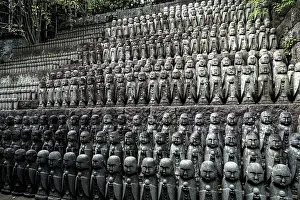 Rows of jizo figures at Hase-dera Temple in Kamakura