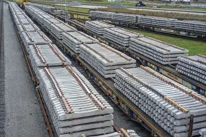 Category Scandinavia Prints: Rows of railway wagons at the railway yard in Ystad