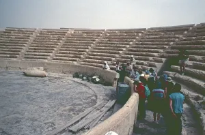 Rows of seats, theatre, Palmyra, Syria, May 1987, vintage, retro, old, historical, Asia