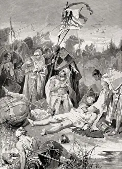 Rudolph of Habsburg at the dead body of King Ottokar Bohemia
