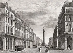 Rue de Castiglione, Paris, antique steel engraved print