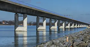 The Rugen Bridge on the Rugen Dam between the island and Stralsund