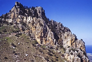 Ruinen der Burg des Heiligen Hilarion aus byzantinischer Zeit, Kyrenisches Gebirge, Kirenia, Nordzypern 1963