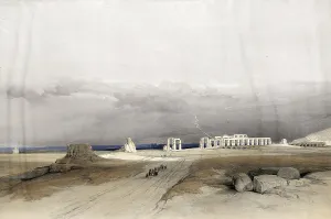 Ruins of the Memnonium, Thebes, Egypt, c. 1850, Historical, digitally restored reproduction from a 19th century original, exact date unknown, AI generated, Africa
