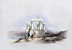 Ruins of the temple of Kardeseh, Qirtasi, Nubia, Egypt, c. 1850, Historical, digitally restored reproduction from a 19th century original, exact date unknown, AI generated, Africa