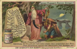 Runic script from Scandinavia, digitally restored reproduction of a public domain collective picture from ca 1900