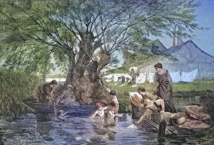 A rural washing place by the river