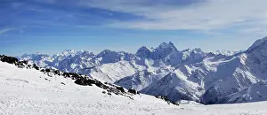 Russia. Caucasus. View on Elbrus Mount - the highest point of Europe from Cheget Mount