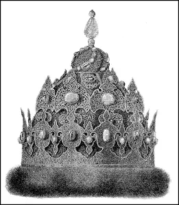 Russian crown from ca 1550, national fur cap with openwork gold plates and gemstones