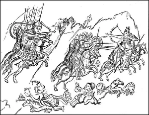 Russian horsemen pursuing Bulgarians