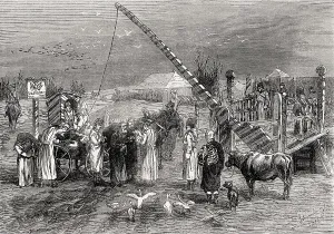Russian military guard at the border near River Prut