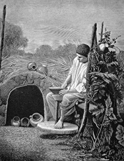 Russian potter, historic engraving of 1883