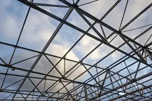 Rusted roof truss of an old industrial building