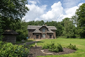 Rustic half-timbered house, country house