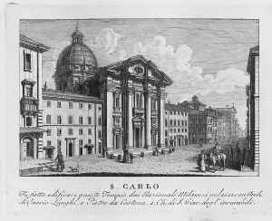 S. Carlo, digitally restored reproduction from Vedute principali e piu interessanti di Roma by Giovanni Battista