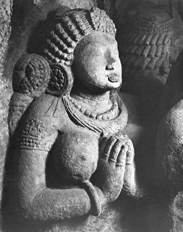 s tone sculpture in Aurangabad caves, Aurangabad, Maharas htra, India 1940's