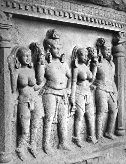 s tone sculpture at Kanheri caves at Bombay Mumbai, Maharas htra, India 1940's