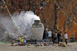 Sacrifice hearth and prayer flags