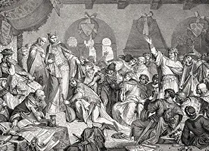 The Saengerkrieg or minstrel contest at the Wartburg