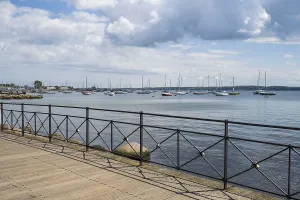Sailboats in the harbour, promenade