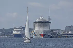 Sailing boat, ferry, cruise ship AIDA nova