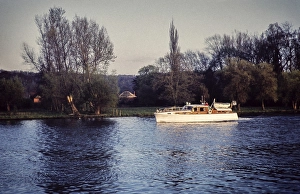 Sailing cruise ship on the Thames, Marlow, Buckinghamshire, England, UK 17 April 1960