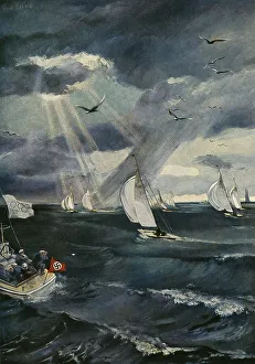 Sailing, The Storm Regatta of the 6 m R Class at the Sailing Competitions of the XI Olympiad on the Kiel Fjord