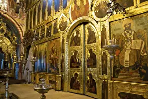 Saint icons inside of the church in Suzdal, Russia