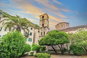 Saint Mary Collegiate church in Kotor at sunrise