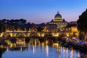 Saint Peter's Basilica with bridge over Tiber