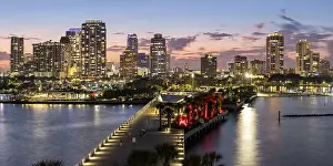 Saint Petersburg Florida skyline on Tampa Bay from above panorama with St