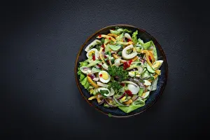 Salad with squid, fresh cucumber