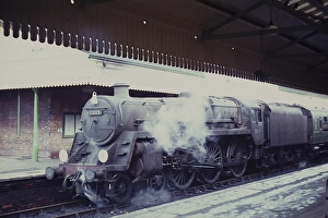 Salisbury railway station, BR standard class steam engine King Pellinore, Wiltshire, England, UK 1960s