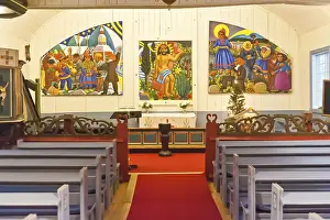 Sami art, colourful wood carvings
