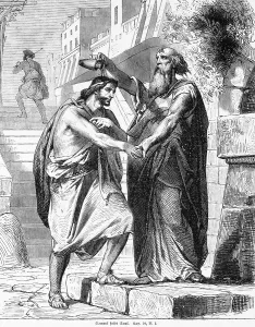 Samuel anoints Saul, anointing