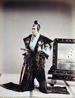 Samurai with sword, Japan, Asia