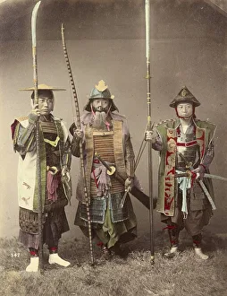 Three Samurai warriors in armour