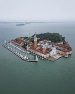 San Giorgio Maggiore, aerial view, Venice, Italy