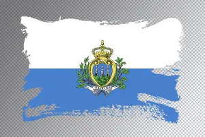 San Marino flag brush stroke, national flag on transparent background